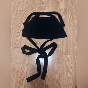 Wilfred Black Ribbed Knit Tie-back Cropped Top